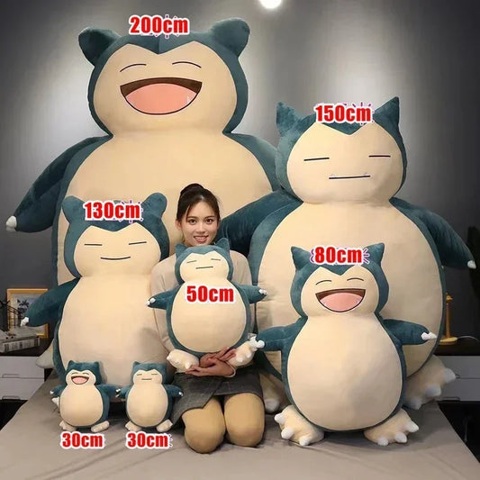 100/200cm Giant Snorlax Plush Pokemon Plush Toys Kawaii Soft Snorlax Leather Shell Plushie NO FILL Pillow Gifts for Boys